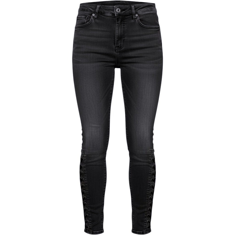 Polo Ralph Lauren The Tompkins Skinny Jeans Black Lace Up Side Size 27 Moto
